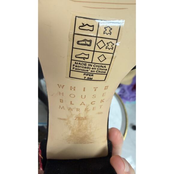 White House Black Market “Piper” Suede Embroidered Block Heel Shoes Size 7.5M - Picture 8 of 9